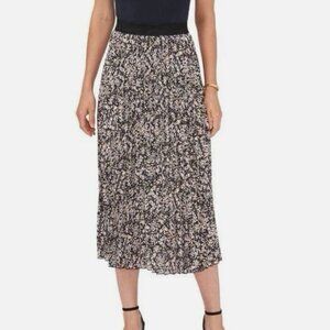 Vince Camuto Women's Small Black Violet Pleated Career Casual Trendy Midi Skirt